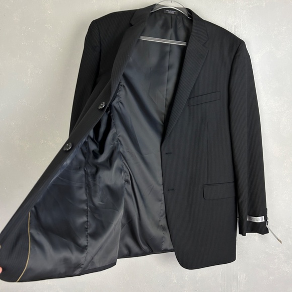 Jones New York Collection size 44L blazer 100% worsted wool black striped NEW - Picture 11 of 14